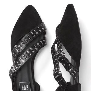 NWT gap black suede Moto d’Orsay flats 9.5